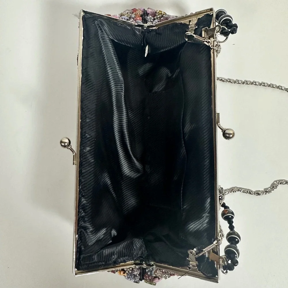 Beaded Evening‎ Clutch Colorful Kiss Lock Chain Strap Maximalist Whimsical